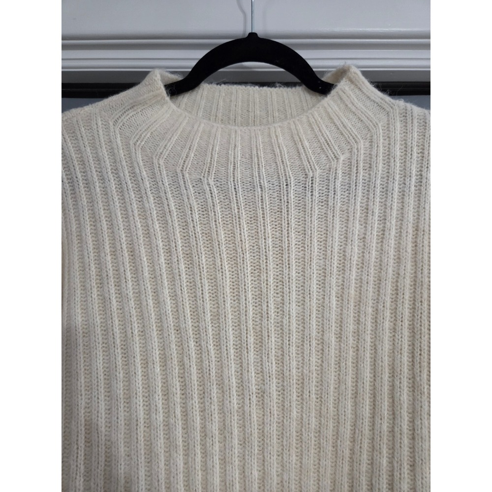 Excellent Old Navy Tunic Sweater Small Cream Ribbed Mock Neck Side Slit